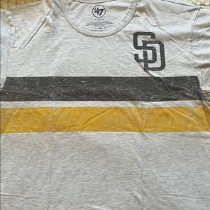 47 Brand Light Gray Tee with Black and Gold Stripes